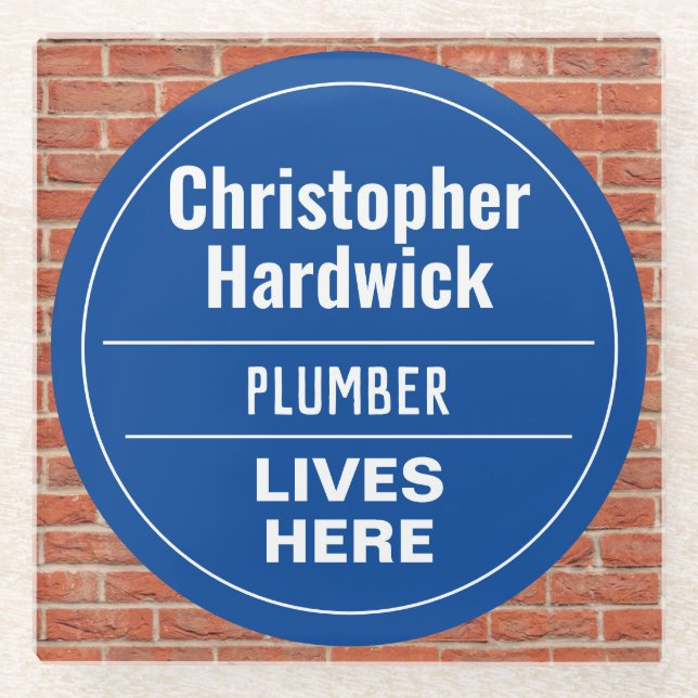 Fun Plumber Wall Plaque Style Glass Untersetzer (Vorderseite)