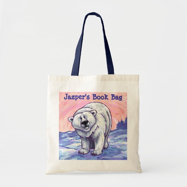 Fun Polar Bear Personalisiert Book Bag Tragetasche (Vorne)