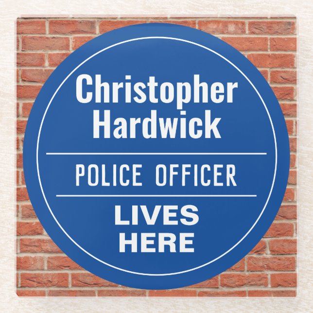 Fun Police Officer Wall Plaque Style Glass Unterse Glasuntersetzer (Vorderseite)