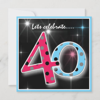 Fun Polka Dot 40. Geburtstag Party Einladung