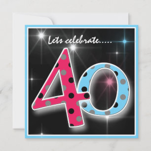 Fun Polka Dot 40e anniversaire Invitation à la fêt
