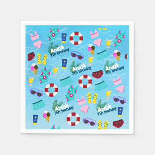 Fun Pool Birthday Party Muster Serviette