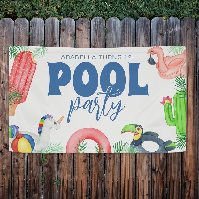 Fun Pool Party | Bannière d'anniversaire (Créateur téléchargé)