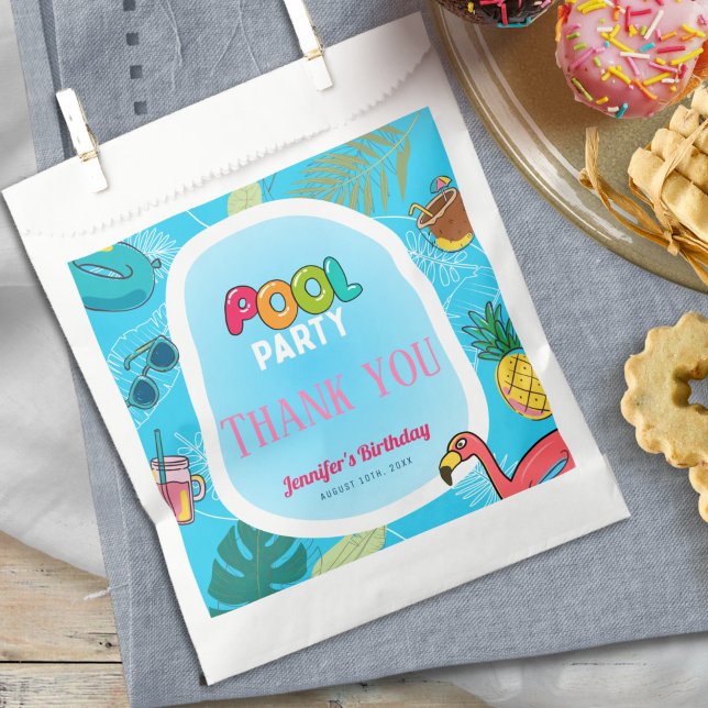 Fun Pool Party | Palm Swimming Bday Vielen Dank Geschenktütchen (Von Creator hochgeladen)
