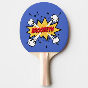 Fun Pop Art Comic Buch Stil callout Logo Tischtennis Schläger