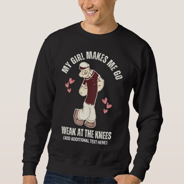 Fun POPEYE schwach auf den Knie Valentinstag Sweatshirt (Vorderseite)