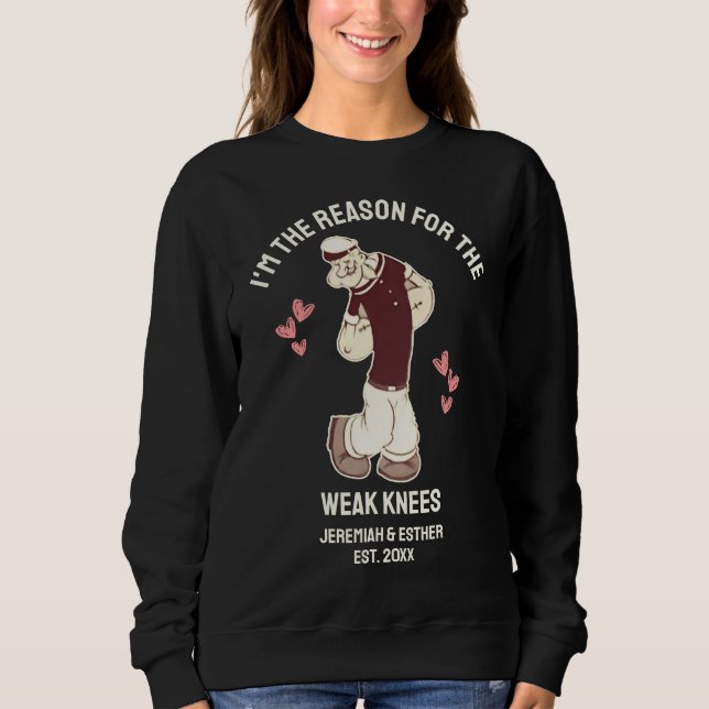 Fun POPEYE Weak At The Knees Valentines Couples Sweatshirt (Vorderseite)