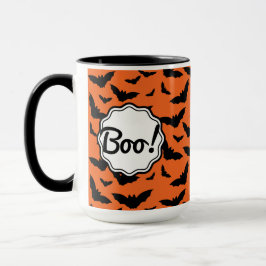 Fun Popular Halloween Orange Black Bat Boo! Tasse