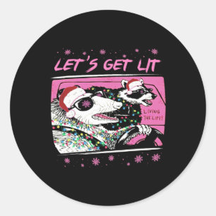 Fun Possum Raccoon Lasse Trash Street Pink Chri Runder Aufkleber