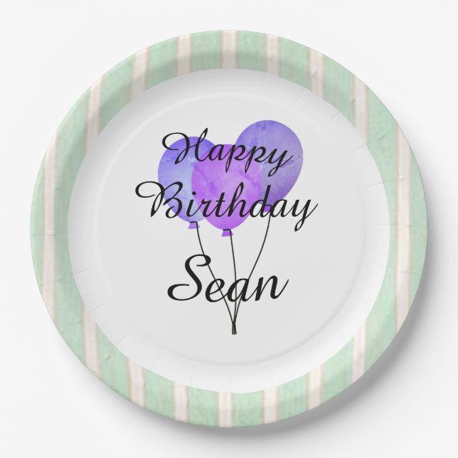 "Fun Prints"_Balloons-Party-Monogram-Birthdays Pappteller (Vorderseite)