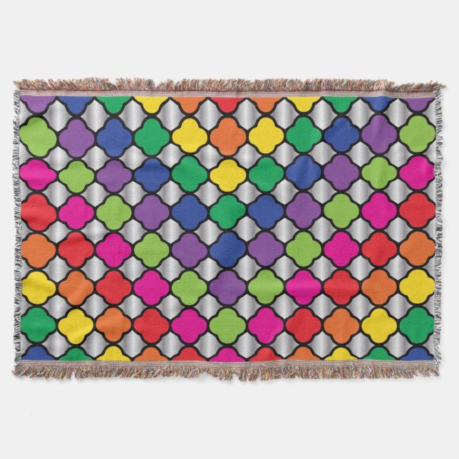 Fun Psychedelic Quatrefolie Print Pattern Decke (Vorderseite)