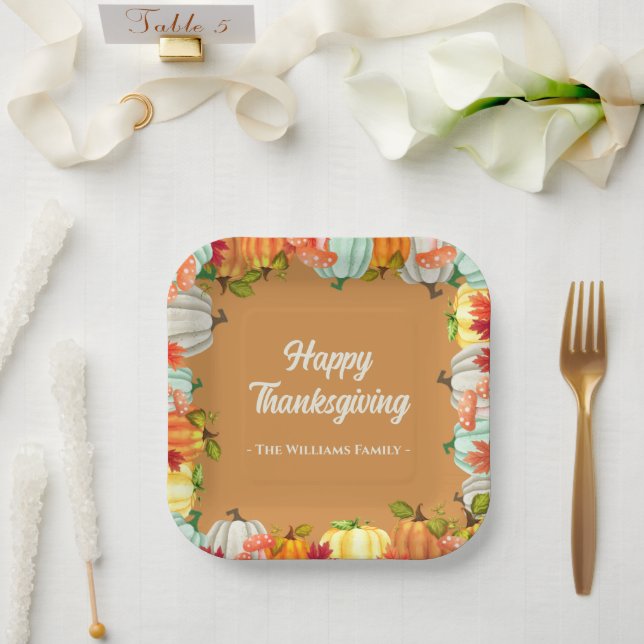 Fun Pumpkin Erntedank Dinner Paper Teller (Hochzeit)