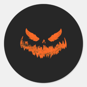 Fun Pumpkin Kürbislaterne Beängstigend Pumpkin Fac Runder Aufkleber