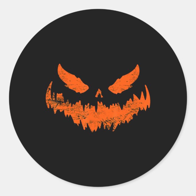 Fun Pumpkin Kürbislaterne Beängstigend Pumpkin Fac Runder Aufkleber (Vorderseite)