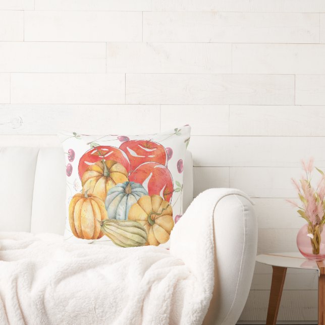 Fun Pumpkin und Äpfel Herbstsaison Kissen (Liege)