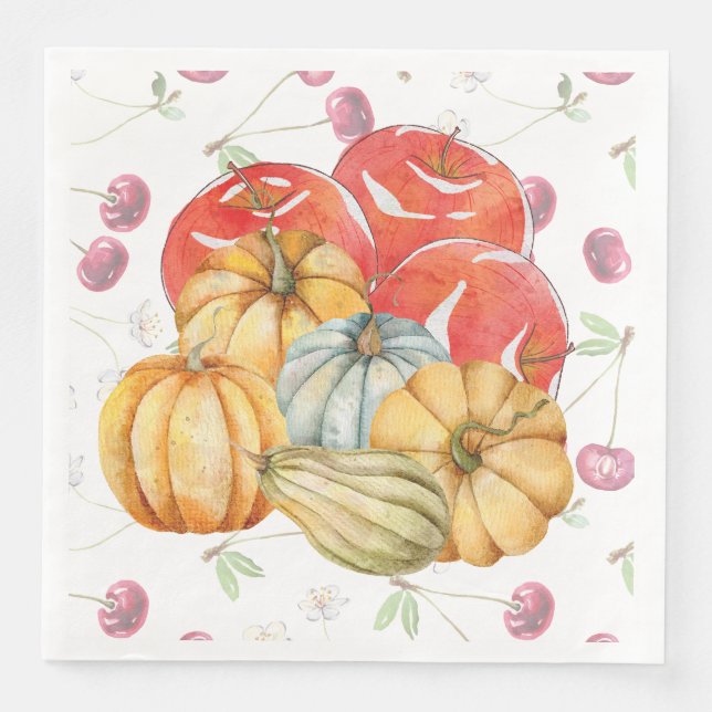 Fun Pumpkin und Äpfel Herbstsaison Serviette (Vorderseite)