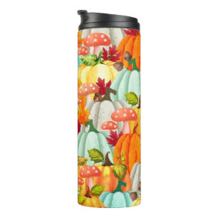 Fun Pumpkins Pilze und Herbstlaub Thermosbecher