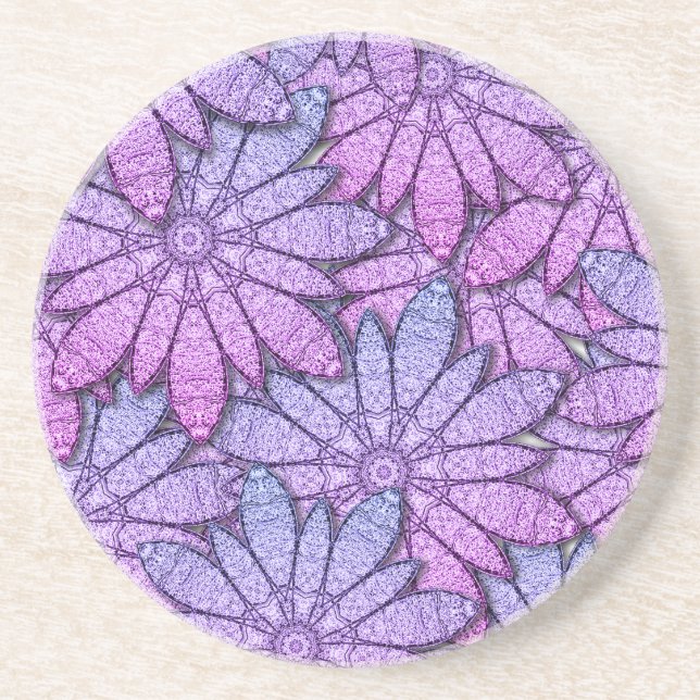 Fun Purple Blumen Getränkeuntersetzer (Vorne)