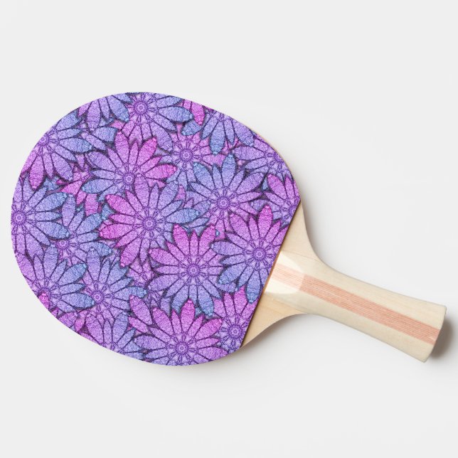 Fun Purple Blumen Tischtennis Schläger (Seitenansicht)