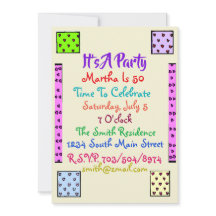Fun Quilt Invitation à la fête d'anniversaire