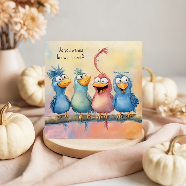 Fun Quirky Birds Happy Birthday Flat Square Mitteilungskarte (Von Creator hochgeladen)