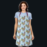 Fun Quirky Hen Chicken Doodle Muster Blau Schürze<br><div class="desc">Farbige Wiederholdoodle-Muster einer Henne auf hellblauem Hintergrund.</div>