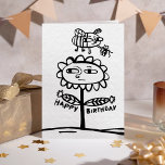 Fun Quirky Men Spaß Hug Business Happy Birthday Karte<br><div class="desc">Sie möchten etwas Geburtstagsjubeln mit einer Seite Spaß? Unsere sonderbare Begrüßungskarte mit einer gruseligen Sonnenblume, die widerstrebend eine Umarmung und eine Biene mit einem winzigen Geschenk anbietet, ist nur das Richtige für Männer! Für Angestellte, Geschäftspartner oder Kunden, die ein gutes Lachen schätzen, bietet dieses handgezeichnet Schwarz-Weiß-Design die Bühne für eine...</div>