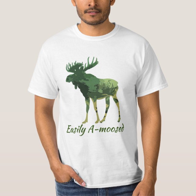 Fun Quote Leicht angeregte Camouflage Elche T - Sh T-Shirt (Vorderseite)