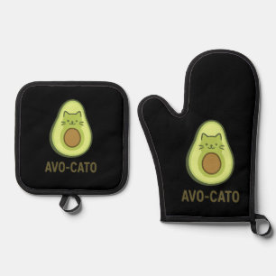 Fun Quote Sprichwort Avo Cato Spaß Katze Avocado Ofenhandschuh & Topflappen-Set