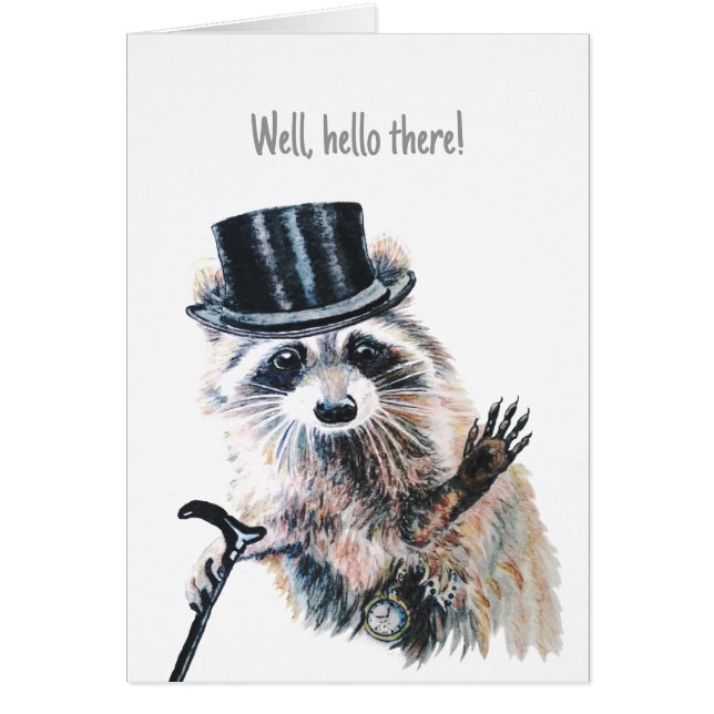 Fun Raccoon Waving Bonjour Là ! (Devant)