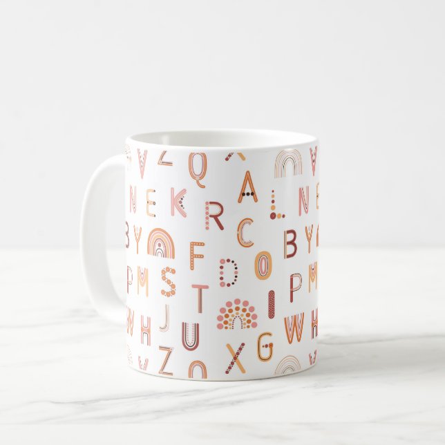 Fun Rainbow Alphabet Muster Kaffeetasse (Vorderseite Links)