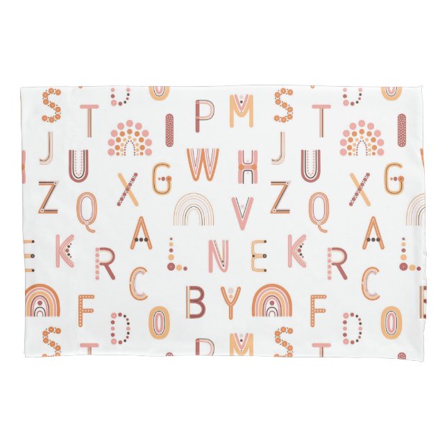 Fun Rainbow Alphabet Muster Kissenbezug (Vorderseite)