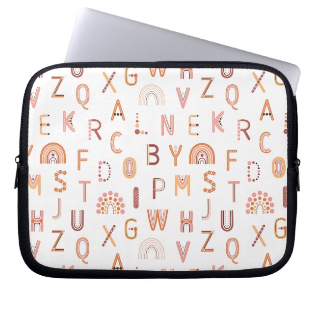 Fun Rainbow Alphabet Muster Laptopschutzhülle (Vorderseite)