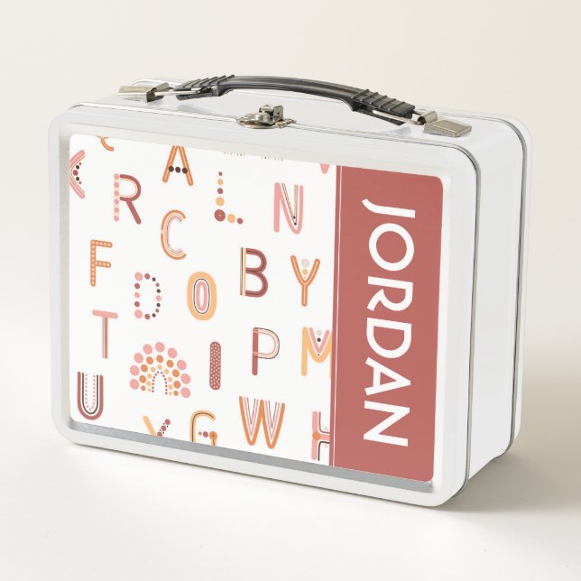 Fun Rainbow Alphabet Muster Metall Brotdose (Vorderseite)