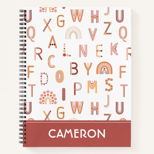 Fun Rainbow Alphabet Muster Notizbuch (Vorderseite)