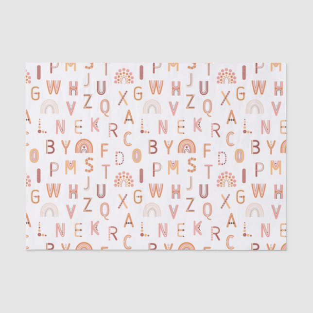 Fun Rainbow Alphabet Muster Seidenpapier (Vorderseite)