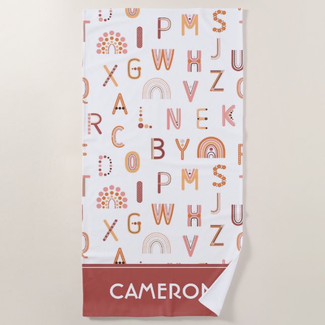 Fun Rainbow Alphabet Muster Strandtuch (Vorderseite)