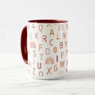 Fun Rainbow Alphabet Muster Tasse