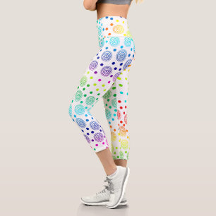 Fun Rainbow Circles Capri Leggings