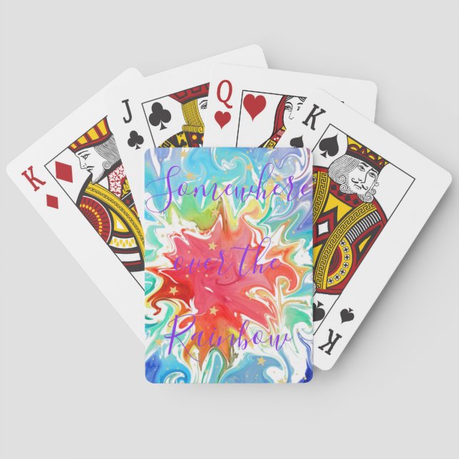 Fun Rainbow Gefärbte Krawatte Psychedelische Typog Spielkarten (Rückseite)