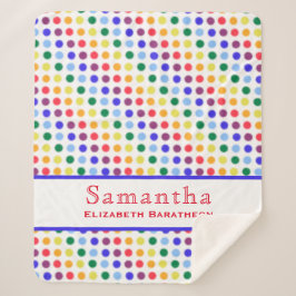 Fun Rainbow Polka Dot Muster Personalisiert Name Sherpadecke