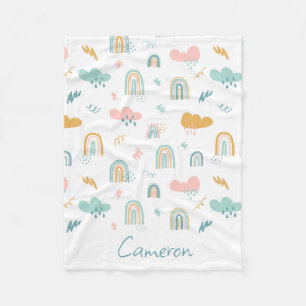 Fun Rainbow & Rain Cloud Pattern Fleecedecke