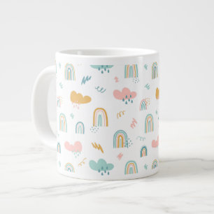 Fun Rainbow & Rain Cloud Pattern Jumbo-Tasse
