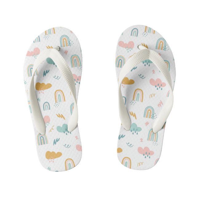 Fun Rainbow & Rain Cloud Pattern Kinderbadesandalen (Fußbett)