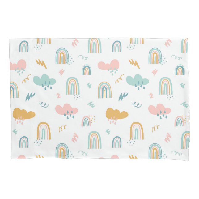 Fun Rainbow & Rain Cloud Pattern Kissenbezug (Vorderseite)