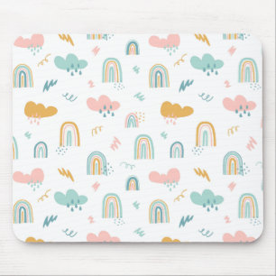 Fun Rainbow & Rain Cloud Pattern Mousepad