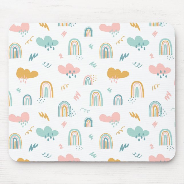 Fun Rainbow & Rain Cloud Pattern Mousepad (Vorne)