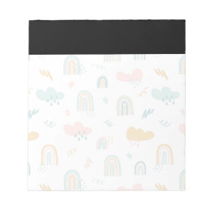 Fun Rainbow & Rain Cloud Pattern Notizblock