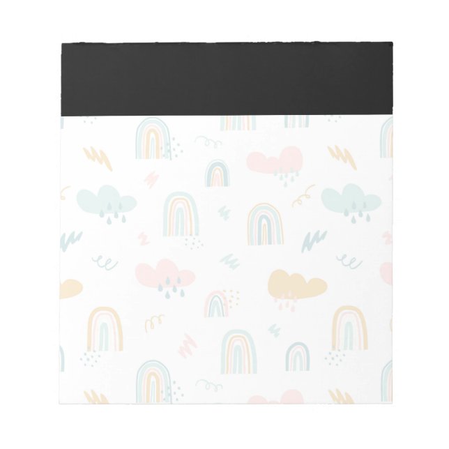 Fun Rainbow & Rain Cloud Pattern Notizblock (Vorderseite)