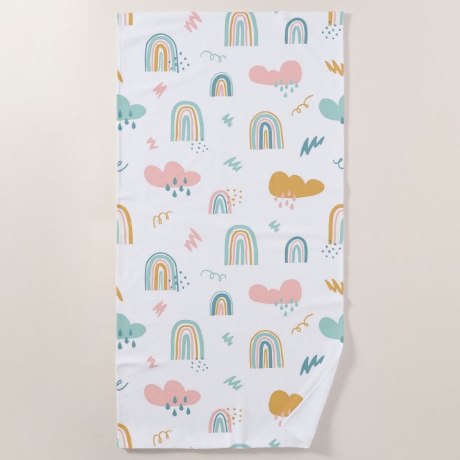 Fun Rainbow & Rain Cloud Pattern Strandtuch (Vorderseite)